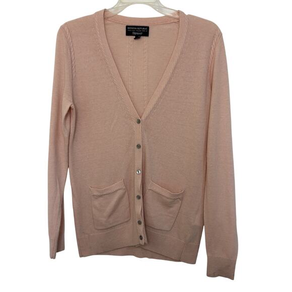Banana Republic Filpucci Merino Wool Cashmere Blend Pink Cardigan Size Small - Picture 1 of 6
